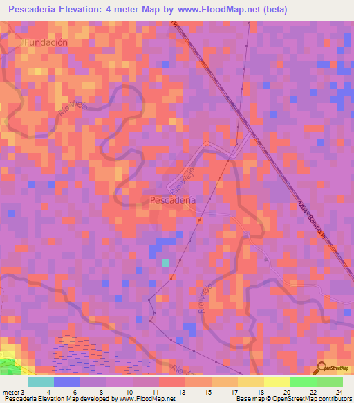 Pescaderia,Dominican Republic Elevation Map