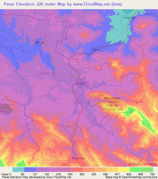 Perez,Dominican Republic Elevation Map