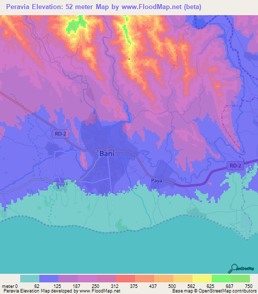 Peravia,Dominican Republic Elevation Map