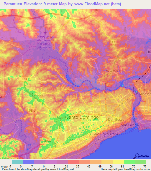 Perantuen,Dominican Republic Elevation Map