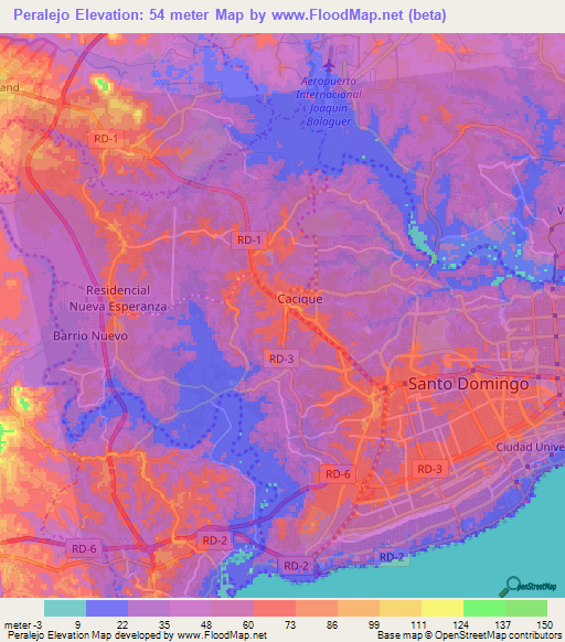 Peralejo,Dominican Republic Elevation Map