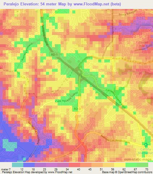 Peralejo,Dominican Republic Elevation Map