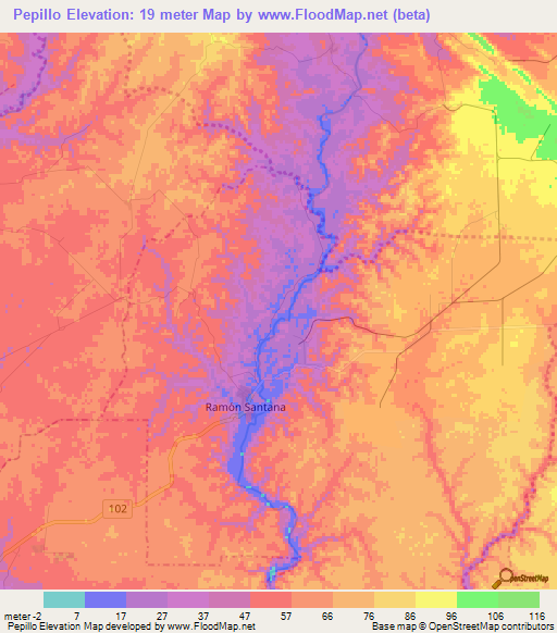 Pepillo,Dominican Republic Elevation Map