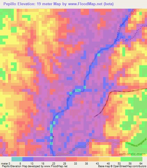 Pepillo,Dominican Republic Elevation Map