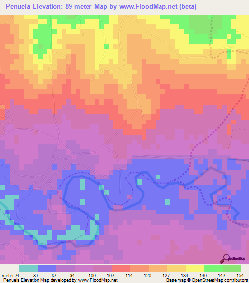 Penuela,Dominican Republic Elevation Map