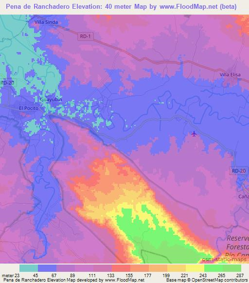 Pena de Ranchadero,Dominican Republic Elevation Map