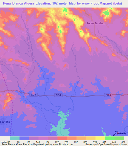 Pena Blanca Afuera,Dominican Republic Elevation Map