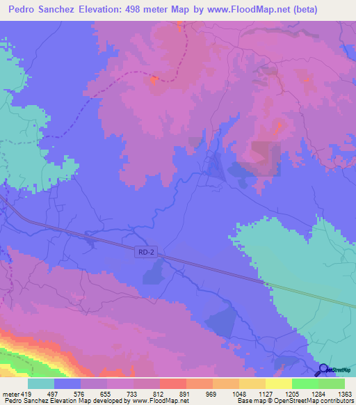 Pedro Sanchez,Dominican Republic Elevation Map