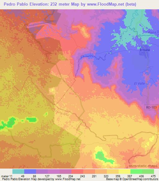 Pedro Pablo,Dominican Republic Elevation Map