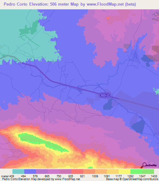 Pedro Corto,Dominican Republic Elevation Map