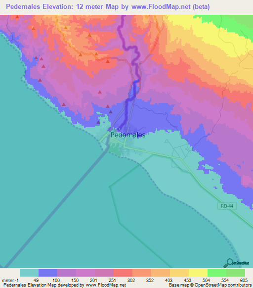 Pedernales,Dominican Republic Elevation Map