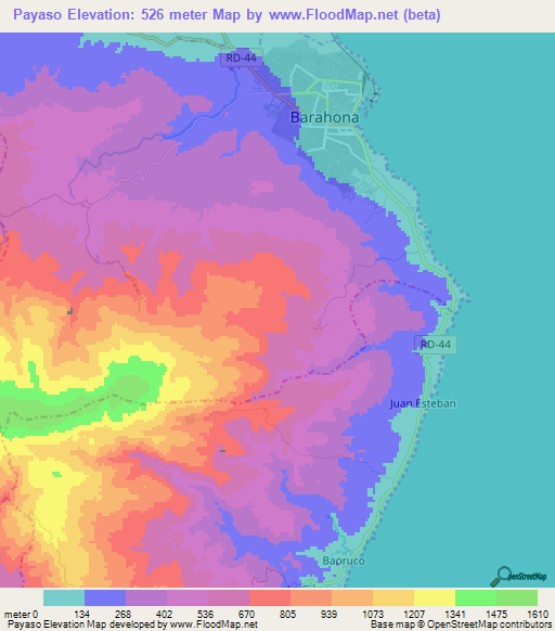 Payaso,Dominican Republic Elevation Map