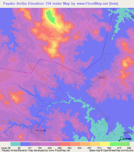 Payabo Arriba,Dominican Republic Elevation Map