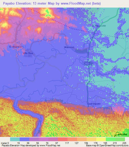 Payabo,Dominican Republic Elevation Map