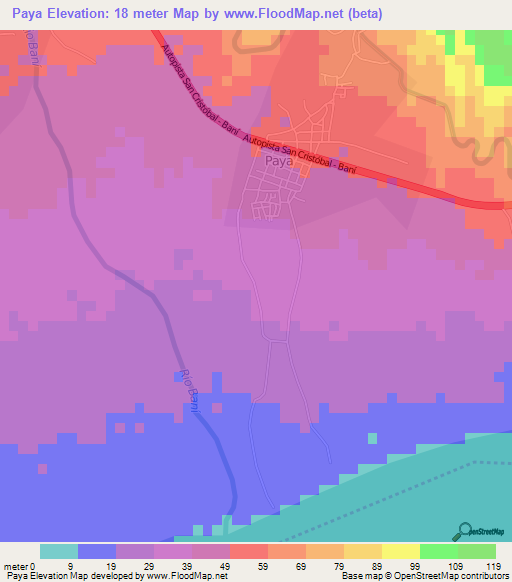 Paya,Dominican Republic Elevation Map