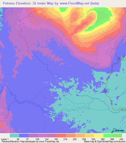 Patrana,Dominican Republic Elevation Map