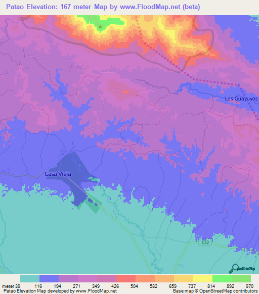 Patao,Dominican Republic Elevation Map