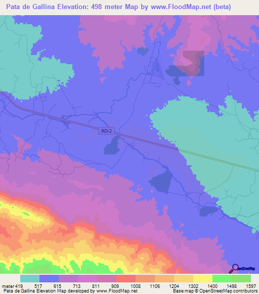 Pata de Gallina,Dominican Republic Elevation Map