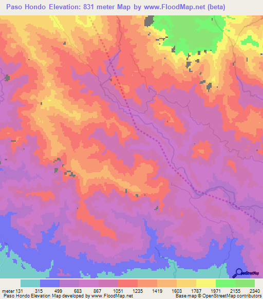 Paso Hondo,Dominican Republic Elevation Map