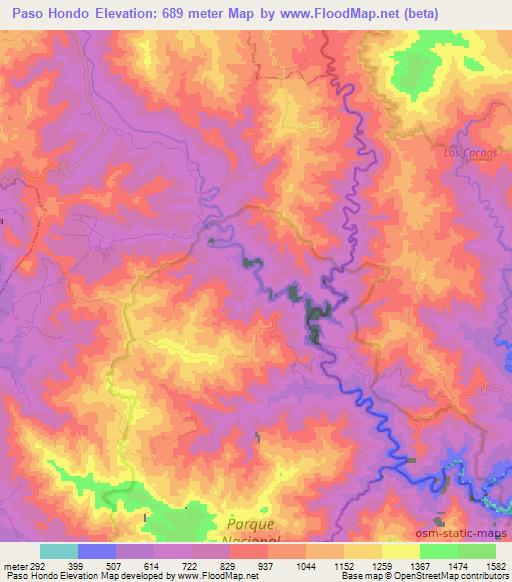 Paso Hondo,Dominican Republic Elevation Map