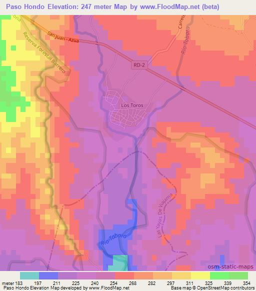 Paso Hondo,Dominican Republic Elevation Map