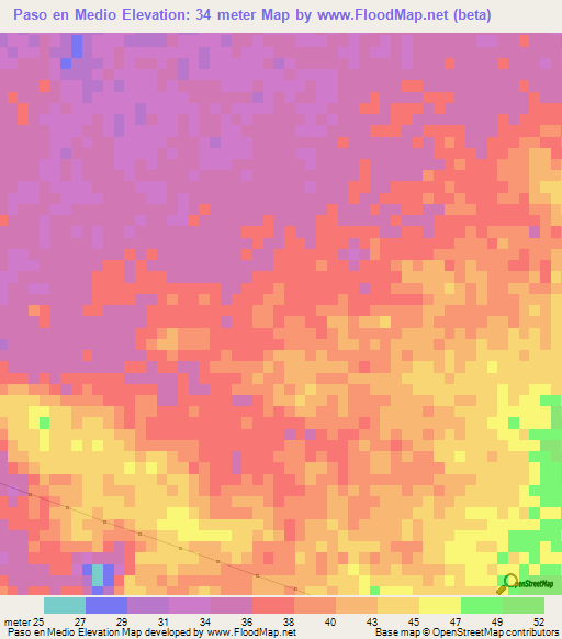 Paso en Medio,Dominican Republic Elevation Map