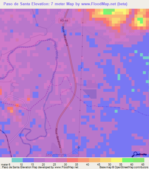 Paso de Santa,Dominican Republic Elevation Map