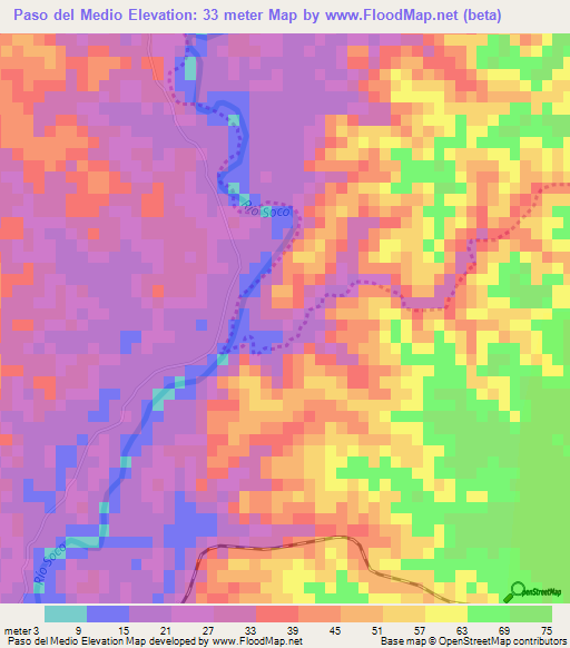 Paso del Medio,Dominican Republic Elevation Map