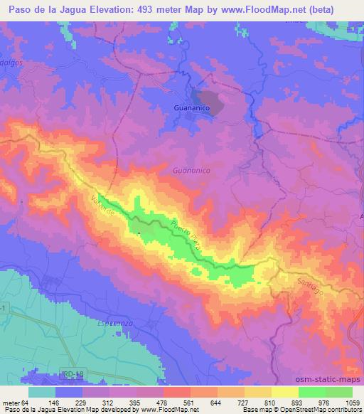 Paso de la Jagua,Dominican Republic Elevation Map