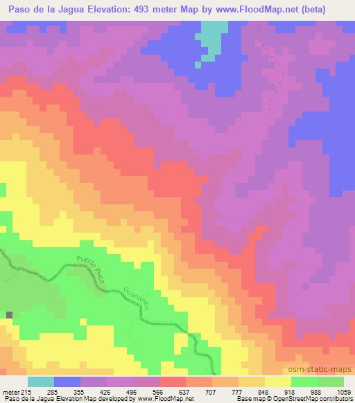 Paso de la Jagua,Dominican Republic Elevation Map