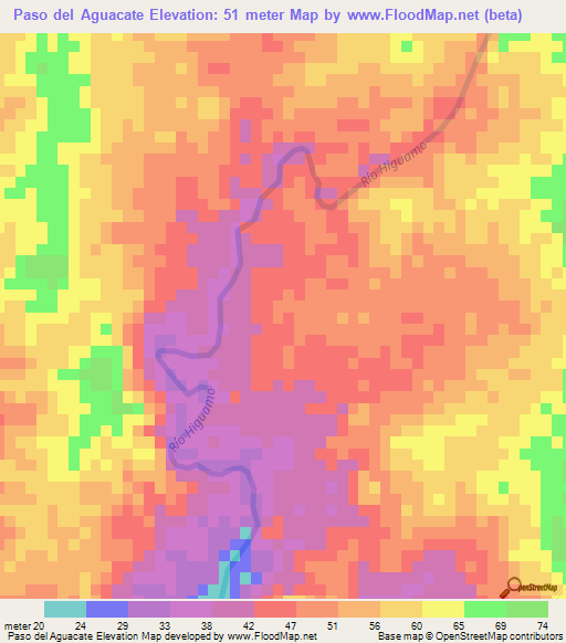 Paso del Aguacate,Dominican Republic Elevation Map