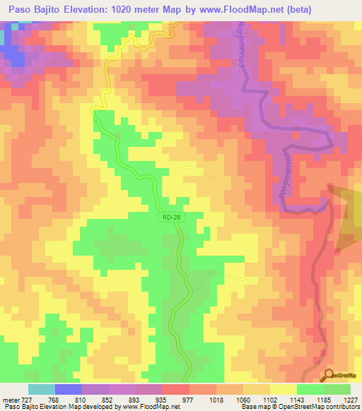 Paso Bajito,Dominican Republic Elevation Map