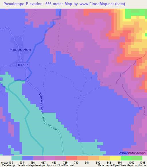 Pasatiempo,Dominican Republic Elevation Map