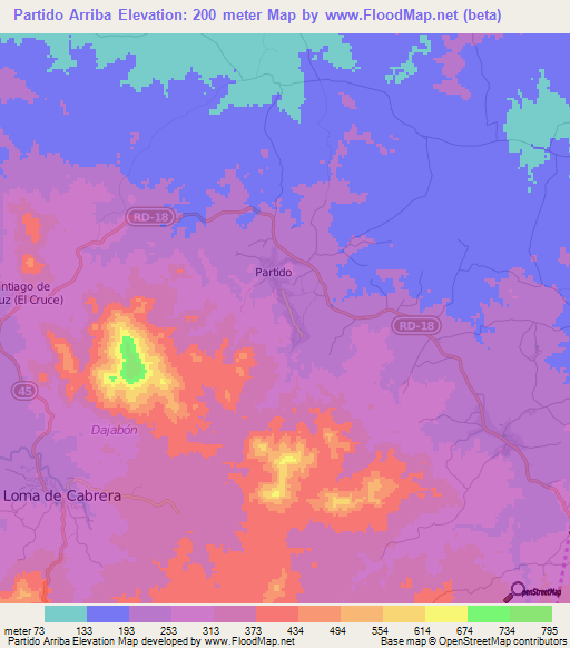 Partido Arriba,Dominican Republic Elevation Map