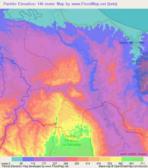 Partido,Dominican Republic Elevation Map