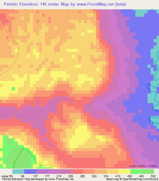 Partido,Dominican Republic Elevation Map