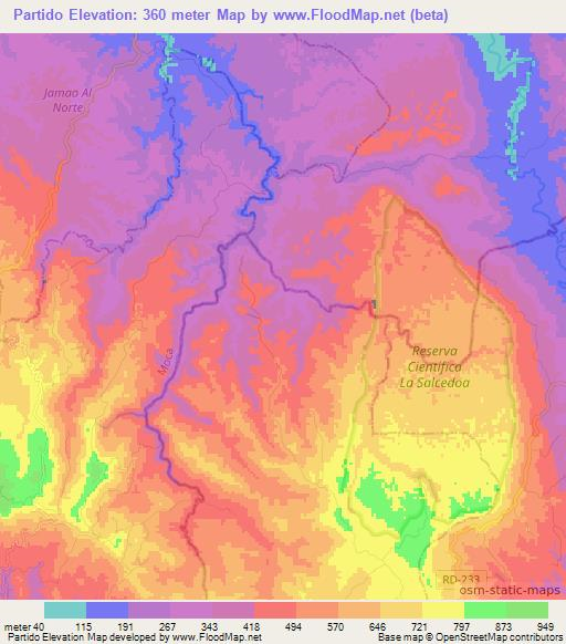 Partido,Dominican Republic Elevation Map