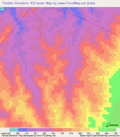 Partido,Dominican Republic Elevation Map