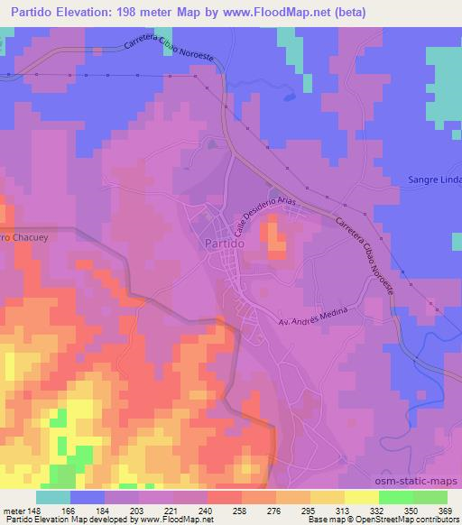 Partido,Dominican Republic Elevation Map