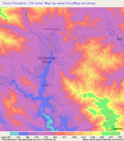 Parra,Dominican Republic Elevation Map