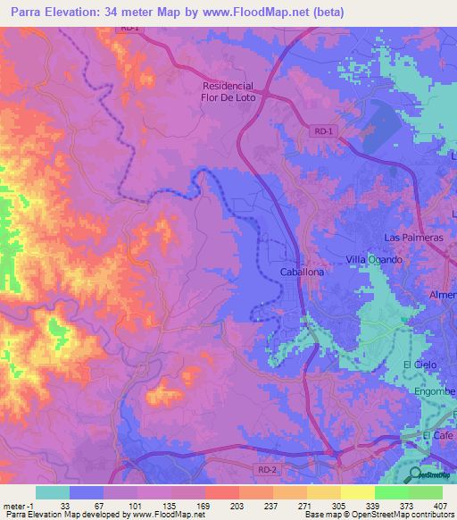 Parra,Dominican Republic Elevation Map