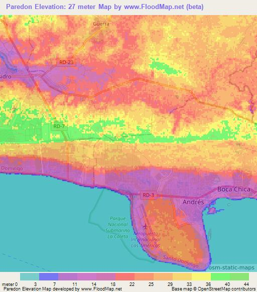 Paredon,Dominican Republic Elevation Map