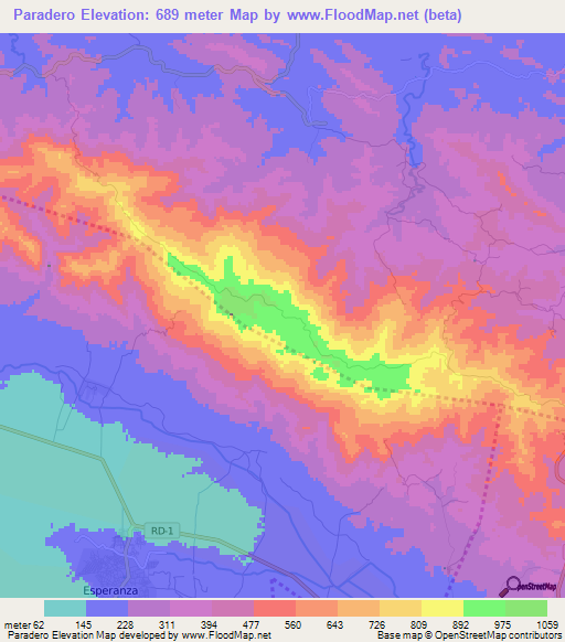 Paradero,Dominican Republic Elevation Map