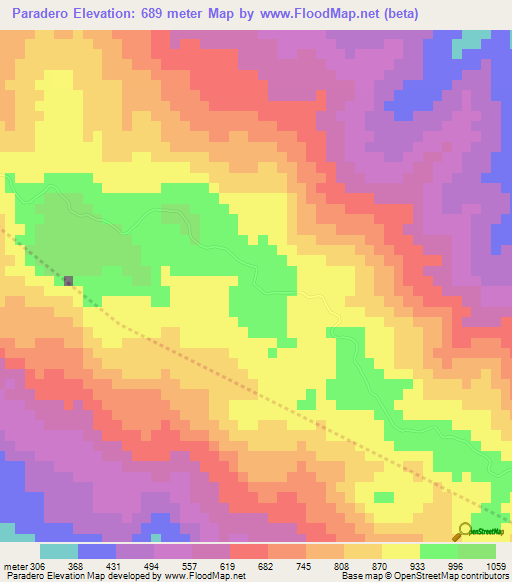 Paradero,Dominican Republic Elevation Map