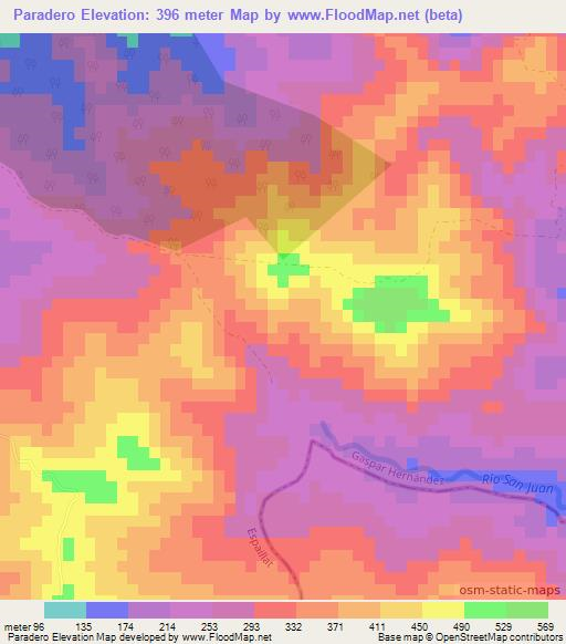 Paradero,Dominican Republic Elevation Map