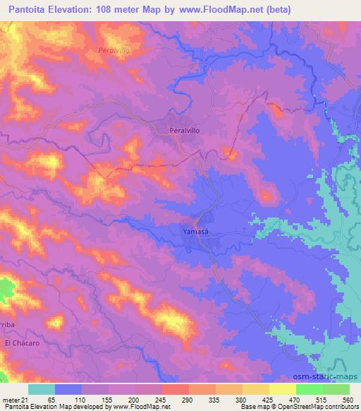 Pantoita,Dominican Republic Elevation Map