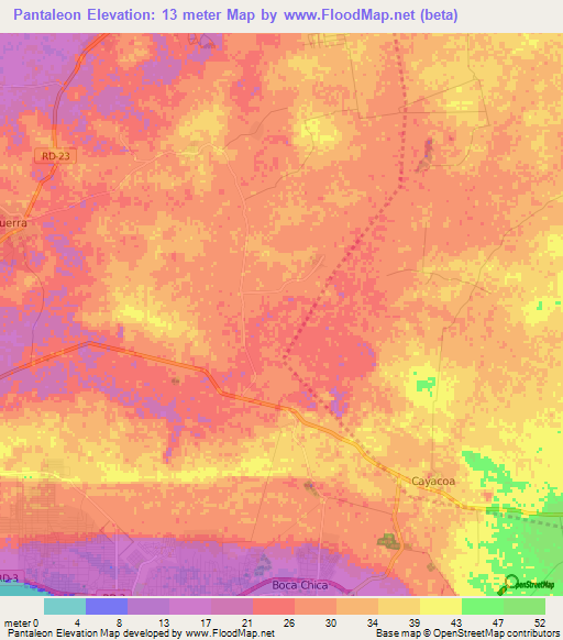 Pantaleon,Dominican Republic Elevation Map