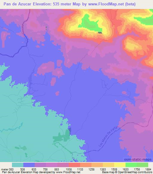 Pan de Azucar,Dominican Republic Elevation Map