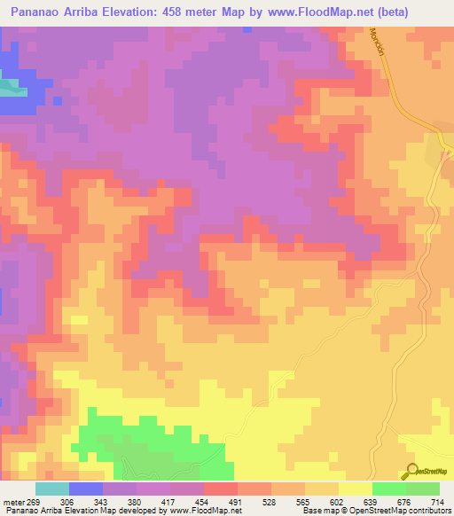 Pananao Arriba,Dominican Republic Elevation Map