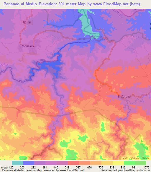 Pananao al Medio,Dominican Republic Elevation Map